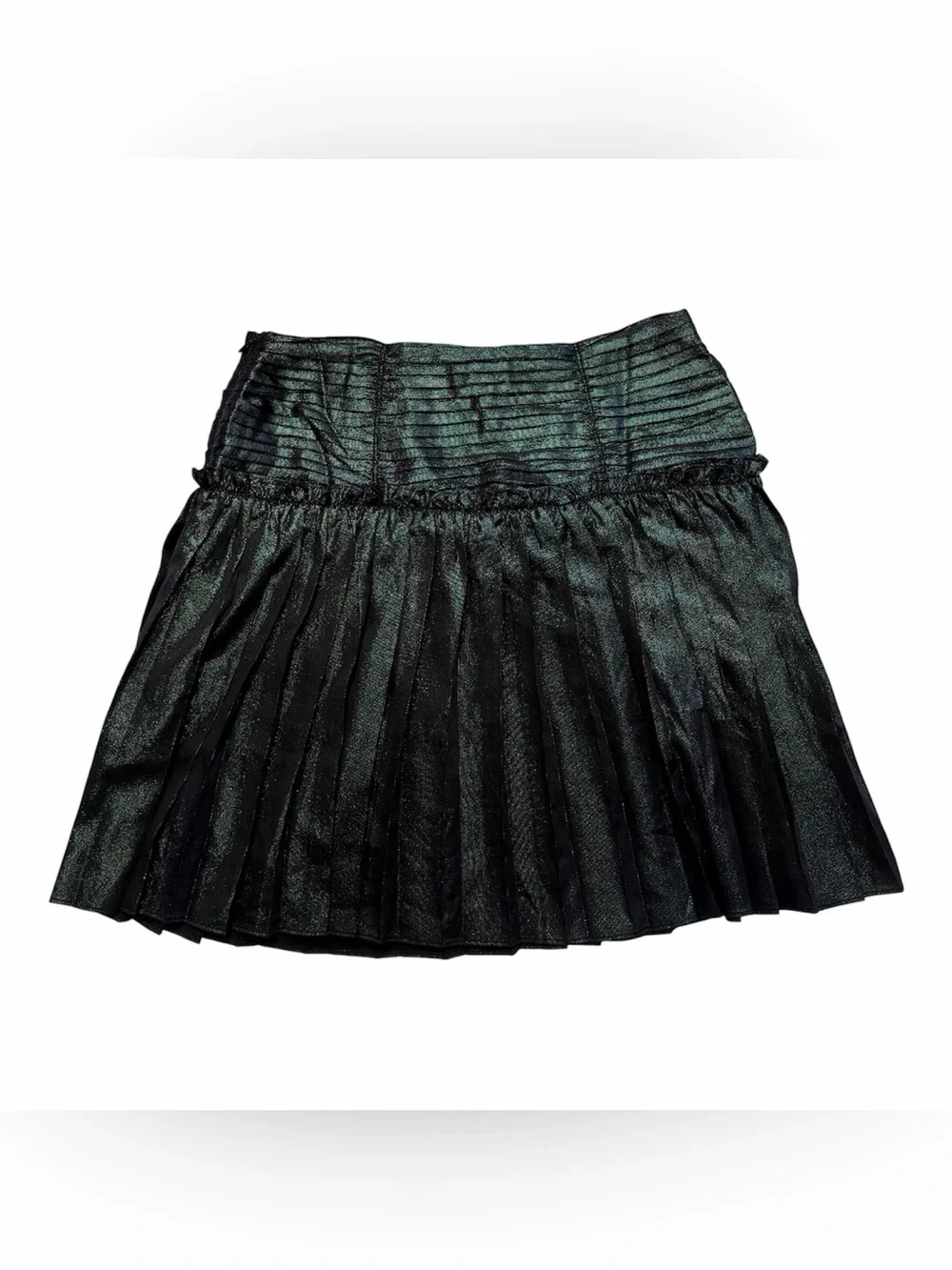 ANTHROPOLOGIE CURRENT AIR Women’s Black Opal Iridescent Pleated Skirt Size M